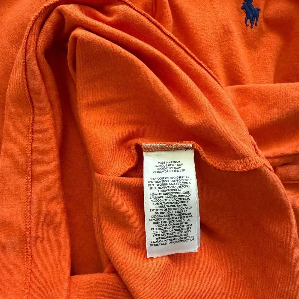 L Polo Ralph Lauren Men's Polo Shirt Custom Fit Short Sleeves Pony Logo Orange